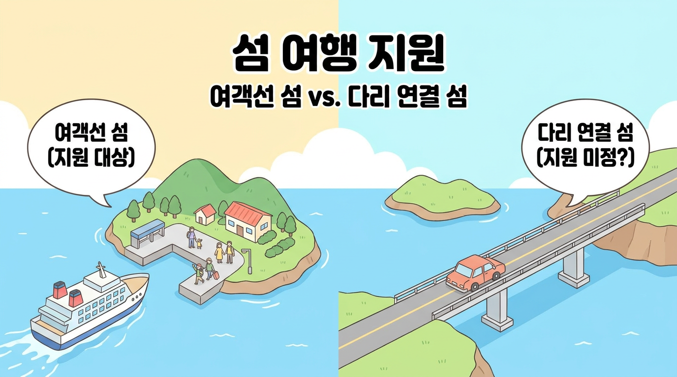 여객선 타는 섬만 대상일까, 다리 연결 섬 여행은 지원될까