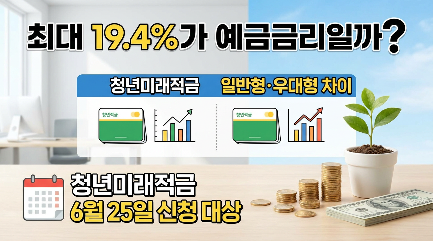 최대 19.4%가 예금금리일까? 청년미래적금 일반형·우대형 차이｜청년미래적금 6월 25일 신청 대상