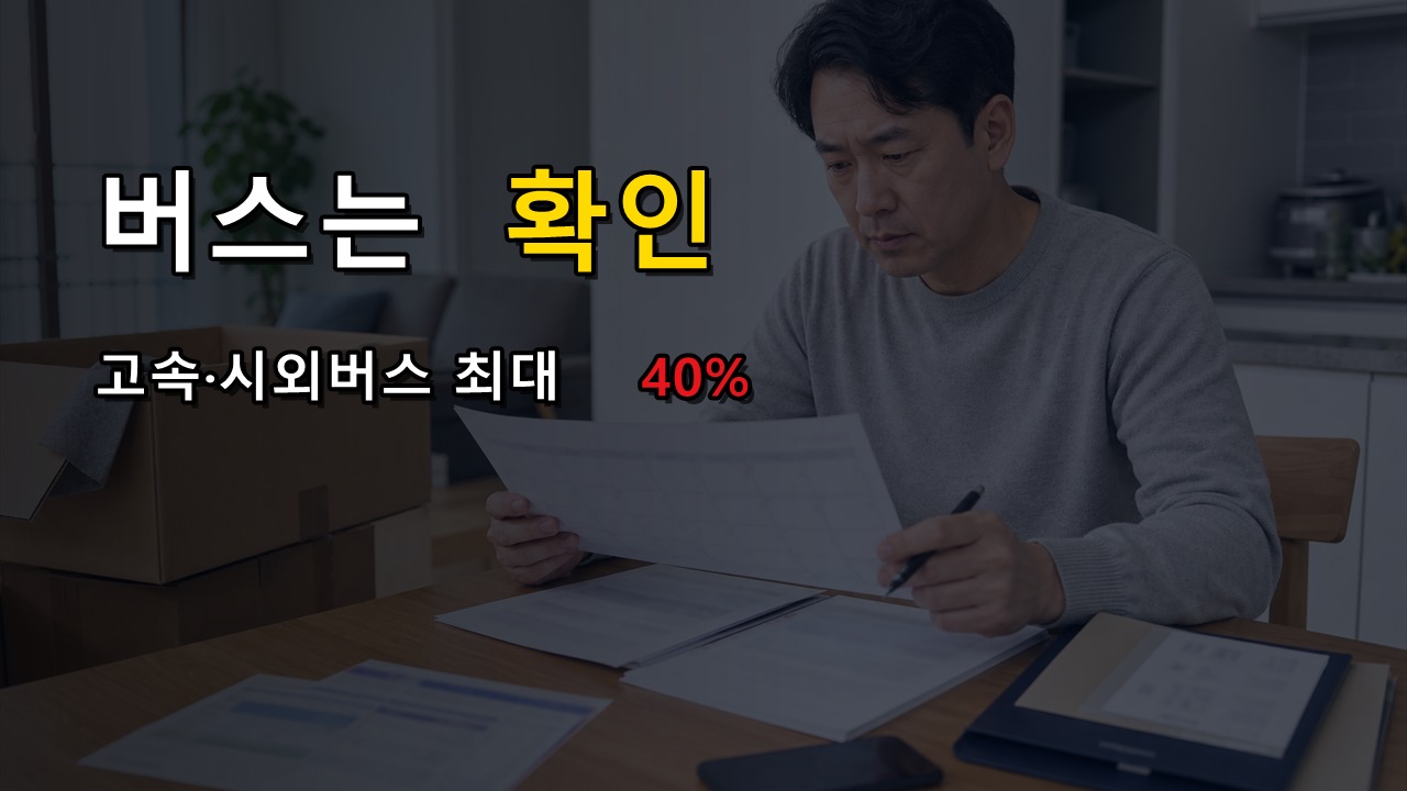 버스는 왜 50%가 아닐까? 농촌투어패스 고속·시외버스 최대 40% 조건 관련 핵심 정보를 상징적으로 보여주는 썸네일 이미지