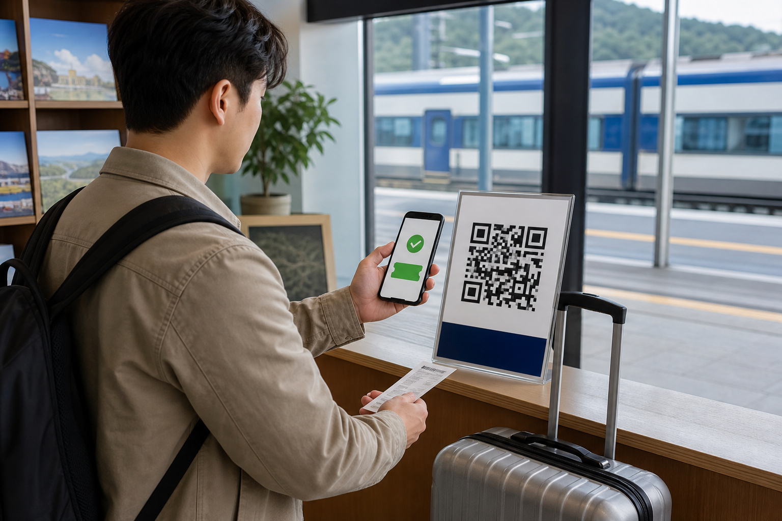 QR 방문인증과 할인쿠폰 지급 절차 내용을 설명하는 관련 이미지