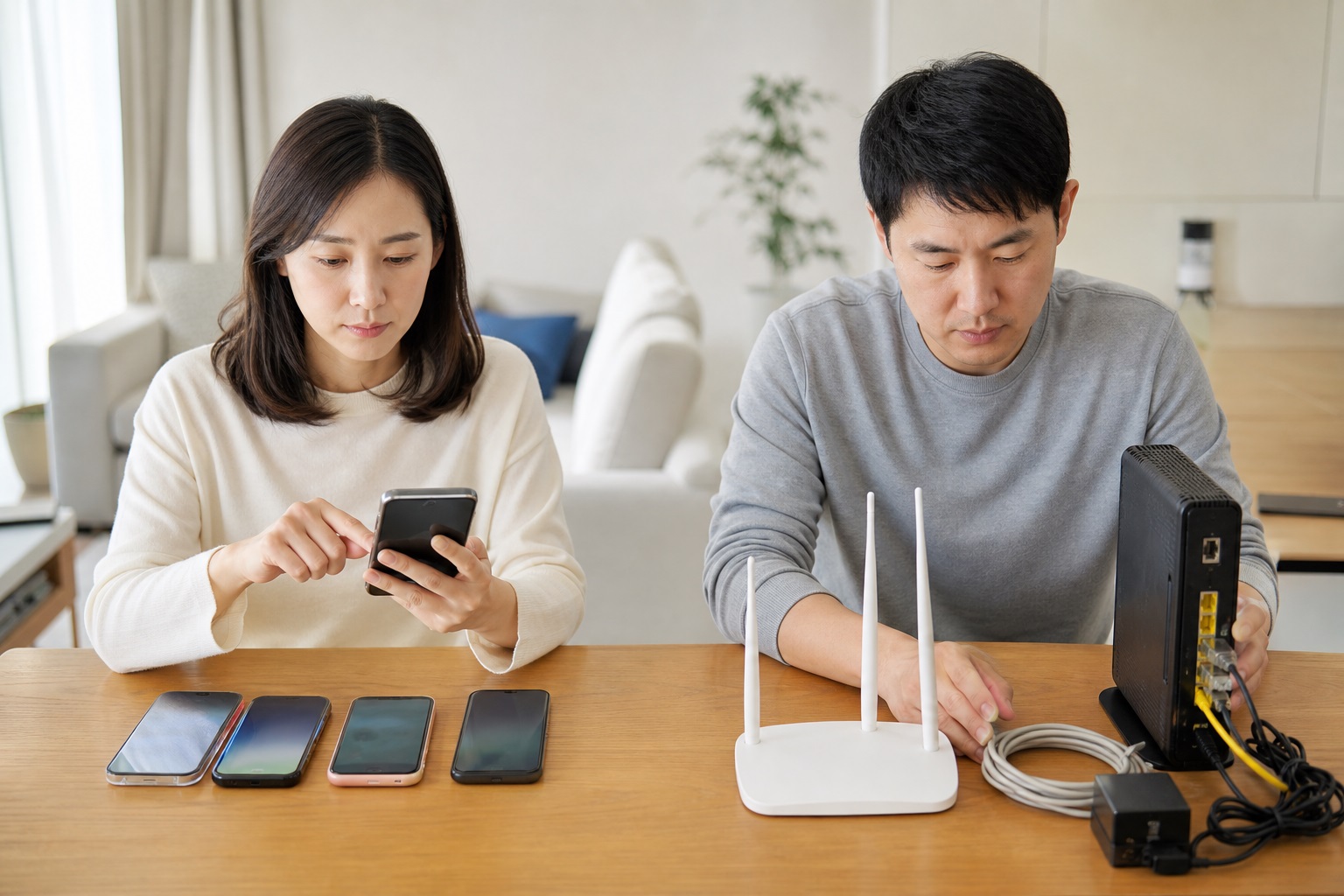 가족 인터넷 회선은 휴대폰과 따로 점검하기 내용을 설명하는 관련 이미지