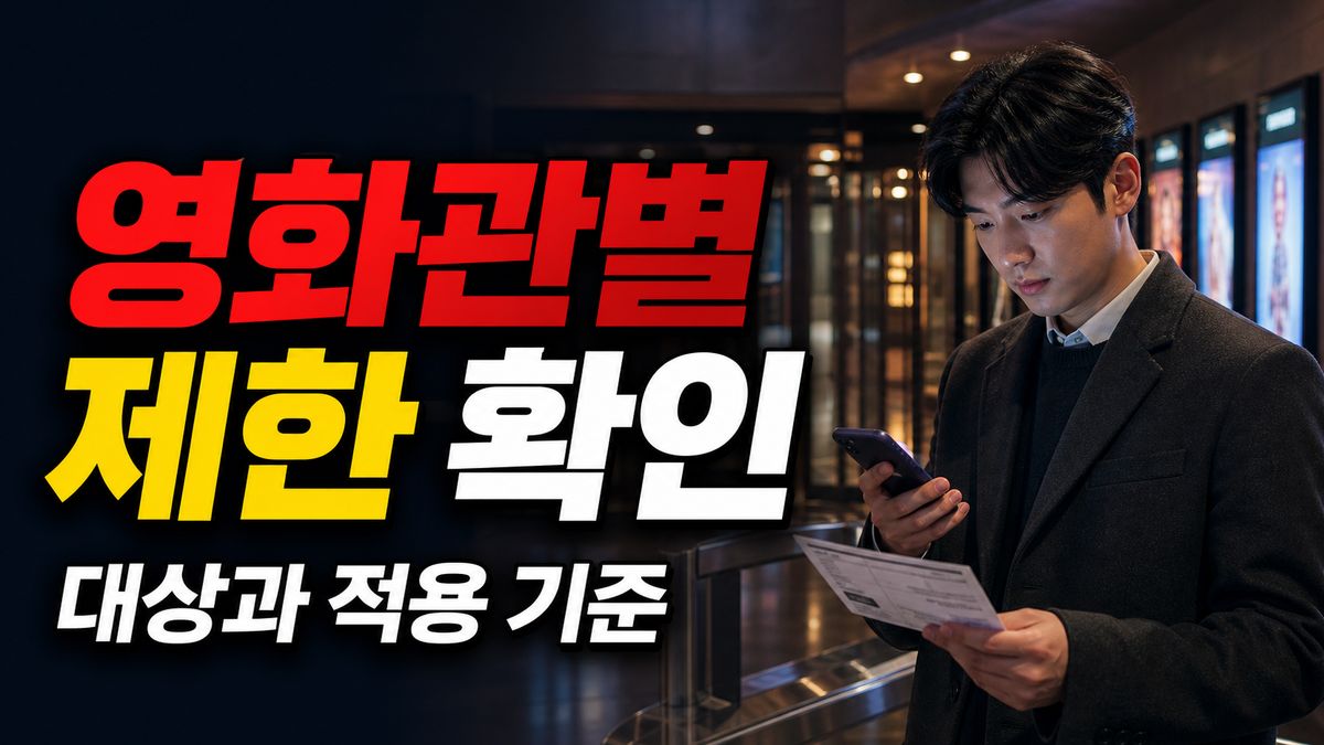 현장 적용 된다는 말만 믿기 전, 영화관별 제한 먼저 보기 관련 핵심 정보를 상징적으로 보여주는 썸네일 이미지