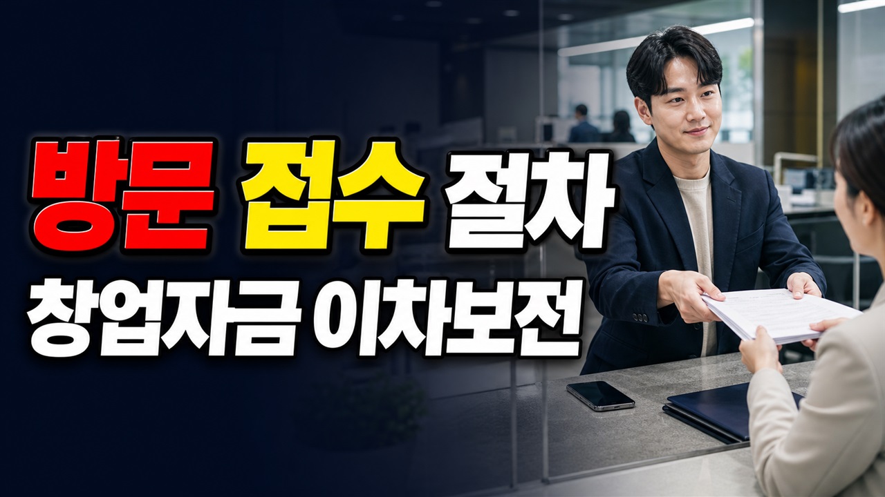 정부24에 있어도 온라인 신청 아니다, 창업자금 이차보전 방문 접수 절차 관련 핵심 정보를 상징적으로 보여주는 썸네일 이미지