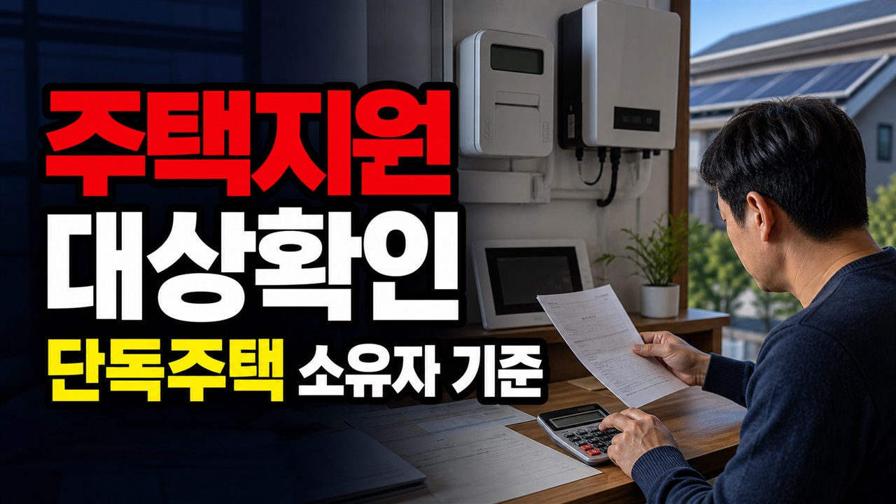 단독주택 소유자만? 미추홀구 신재생에너지 주택지원사업 대상 기준 관련 핵심 정보를 상징적으로 보여주는 썸네일 이미지