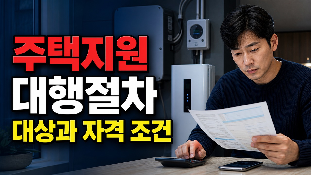 직접 신청이 아니다? 신재생에너지 주택지원사업 전문기업 대행 절차 관련 핵심 정보를 상징적으로 보여주는 썸네일 이미지