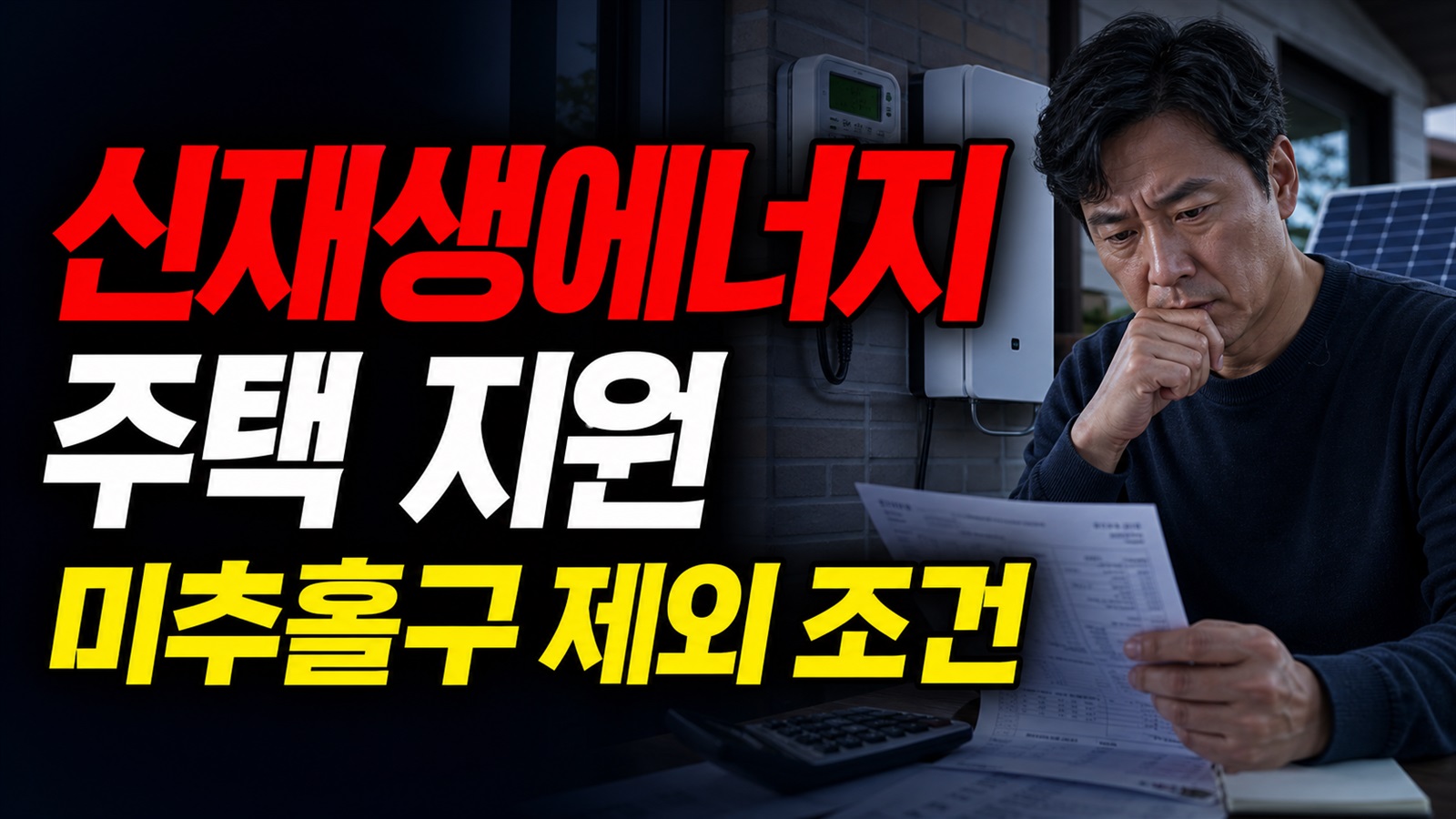 태양광대여사업 중복 불가, 미추홀구 주택지원사업 제외 조건 확인 · 신재생에너지 주택지원사업 기준 관련 핵심 정보를 상징적으로 보여주는 썸네일 이미지
