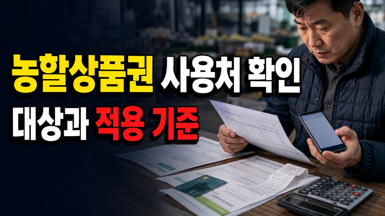 전통시장만 되는 줄 알았다면? 2026 농할상품권 사용처 확대 조건에서 보는 농할상품권 65세 이상 우선구매 관련 핵심 정보를 상징적으로 보여주는 썸네일 이미지