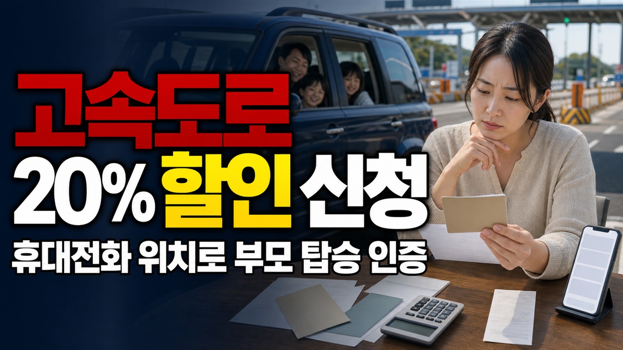 휴대전화 위치로 부모 탑승 인증…다자녀 고속도로 20% 할인 신청 조건 관련 핵심 정보를 상징적으로 보여주는 썸네일 이미지