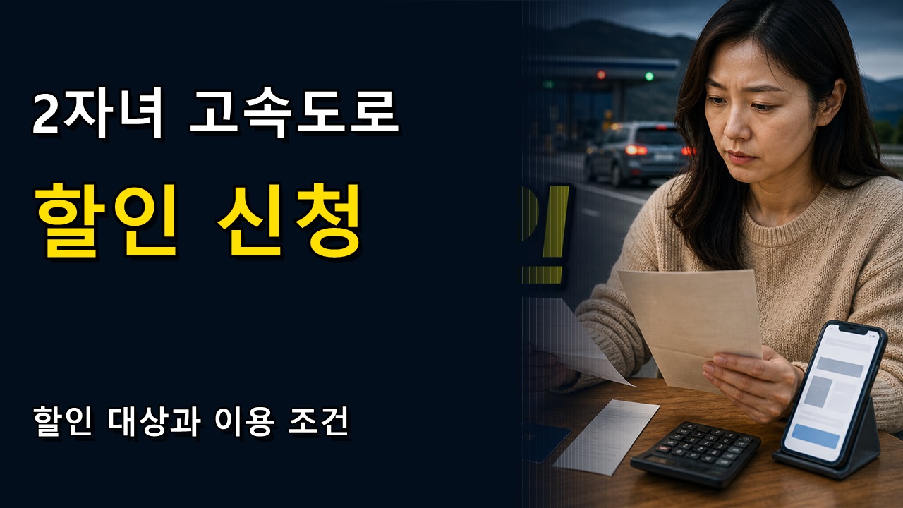 8월 10일부터 무엇을 등록하나? 2자녀 고속도로 할인 사전신청 절차 관련 핵심 정보를 상징적으로 보여주는 썸네일 이미지