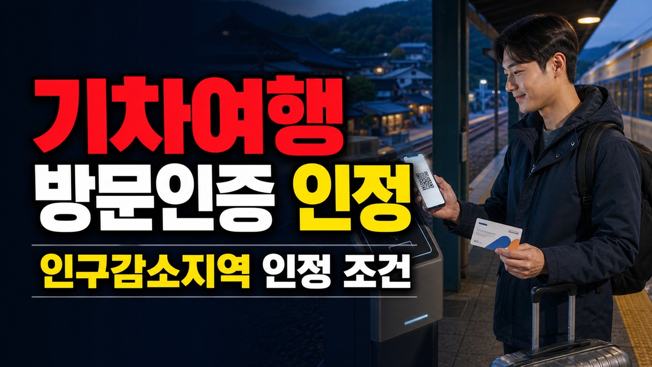 관광지 QR만 찍으면 끝? 인구감소지역 기차여행 방문인증 인정 조건 관련 핵심 정보를 상징적으로 보여주는 썸네일 이미지