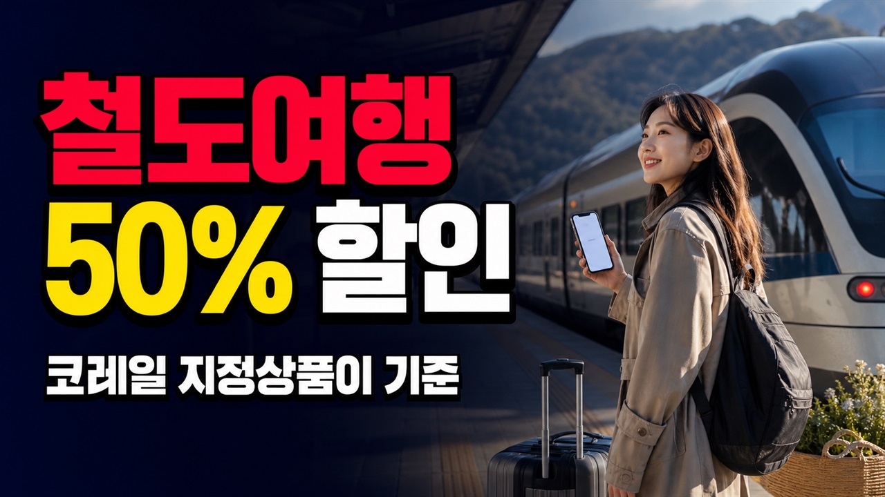 일반 승차권과 다르다, 지역사랑 철도여행 50% 할인은 코레일 지정상품이 기준 관련 핵심 정보를 상징적으로 보여주는 썸네일 이미지