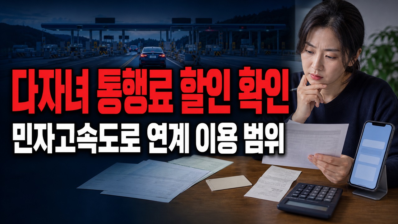 민자고속도로를 지나면 다자녀 통행료 할인 제외? 연계 이용도 안 되는 범위 관련 핵심 정보를 상징적으로 보여주는 썸네일 이미지