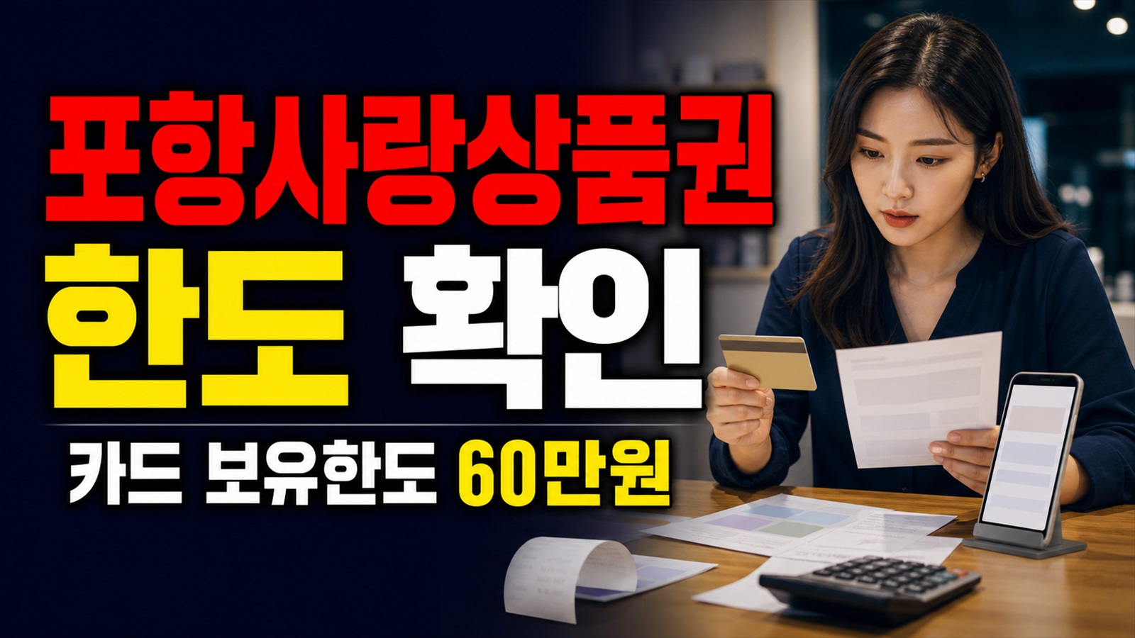 월 40만원을 다 못 채울 수도 있다? 포항사랑상품권 8월 카드 보유한도는 60만원 관련 핵심 정보를 상징적으로 보여주는 썸네일 이미지