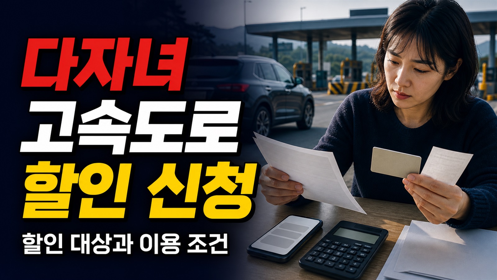 다자녀 고속도로 할인 2자녀는 아직 아니다? 8월 10일 신청·22일 적용 조건 관련 핵심 정보를 상징적으로 보여주는 썸네일 이미지