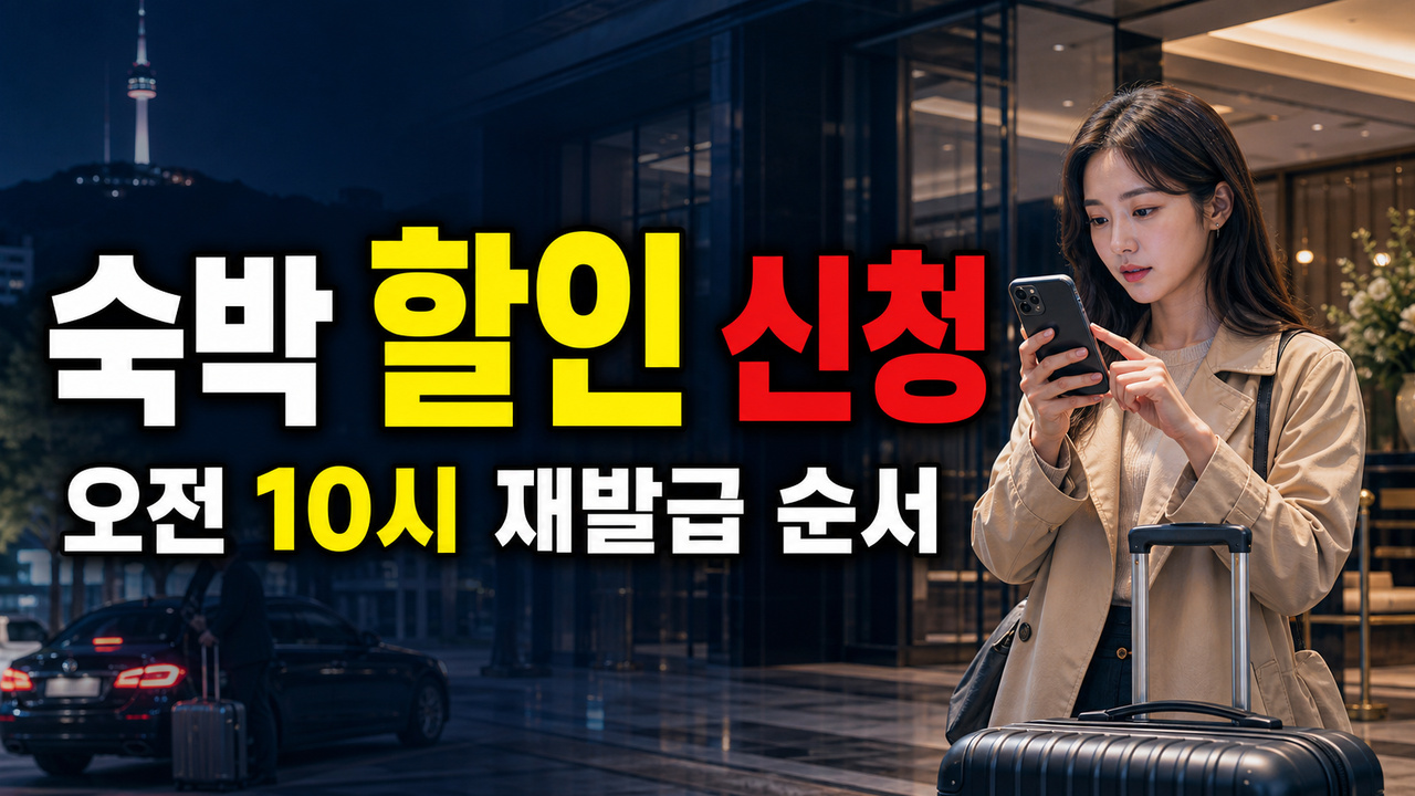 쿠폰이 사라졌다면 숙박세일페스타 재발급은 언제? 오전 10시 다시 받는 순서｜숙박세일페스타 연박 7만원 할인권 재발급 관련 핵심 정보를 상징적으로 보여주는 썸네일 이미지