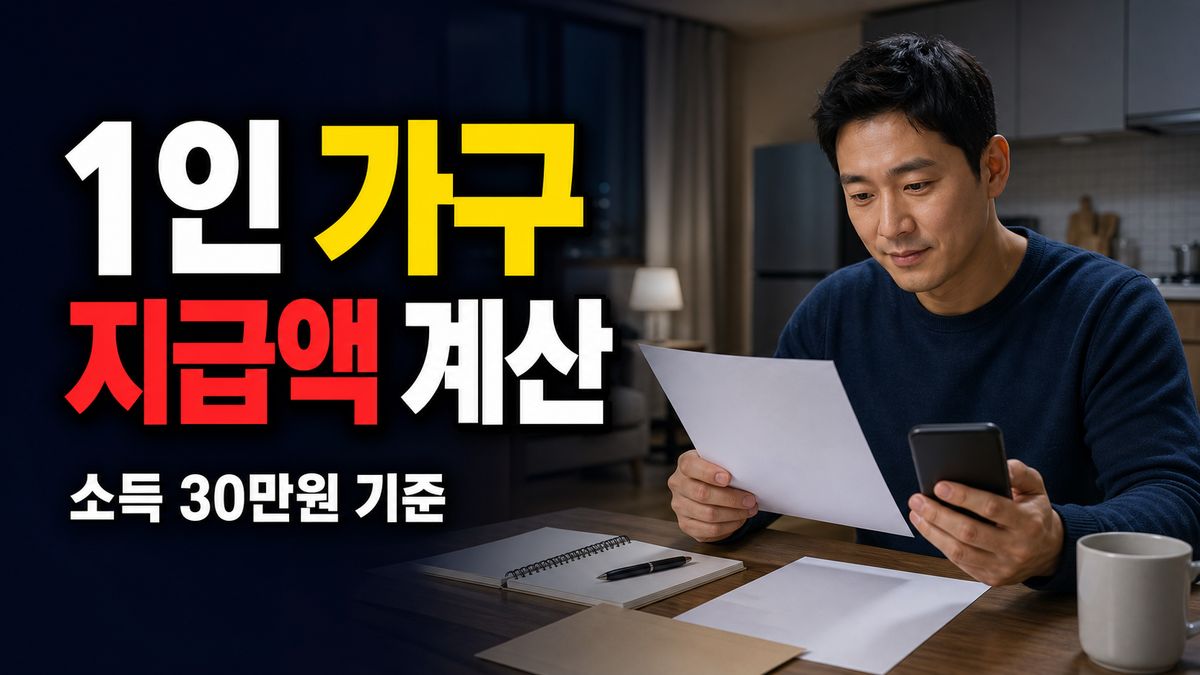 87만5533원을 전부 받는 걸까? 소득 30만원인 1인 가구 지급액 계산 관련 핵심 정보를 상징적으로 보여주는 썸네일 이미지