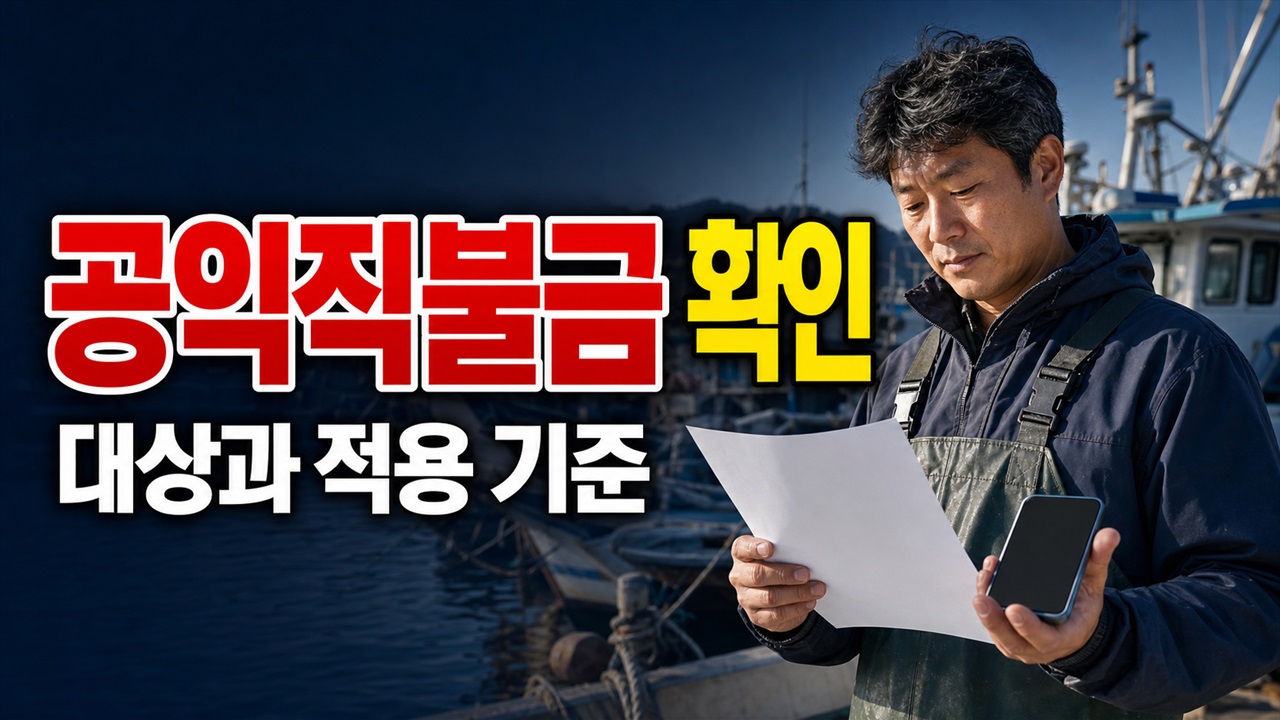 연 130만 원과 80만 원, 2026 수산 공익직불금 유형별 대상은 어떻게 다를까? 관련 핵심 정보를 상징적으로 보여주는 썸네일 이미지