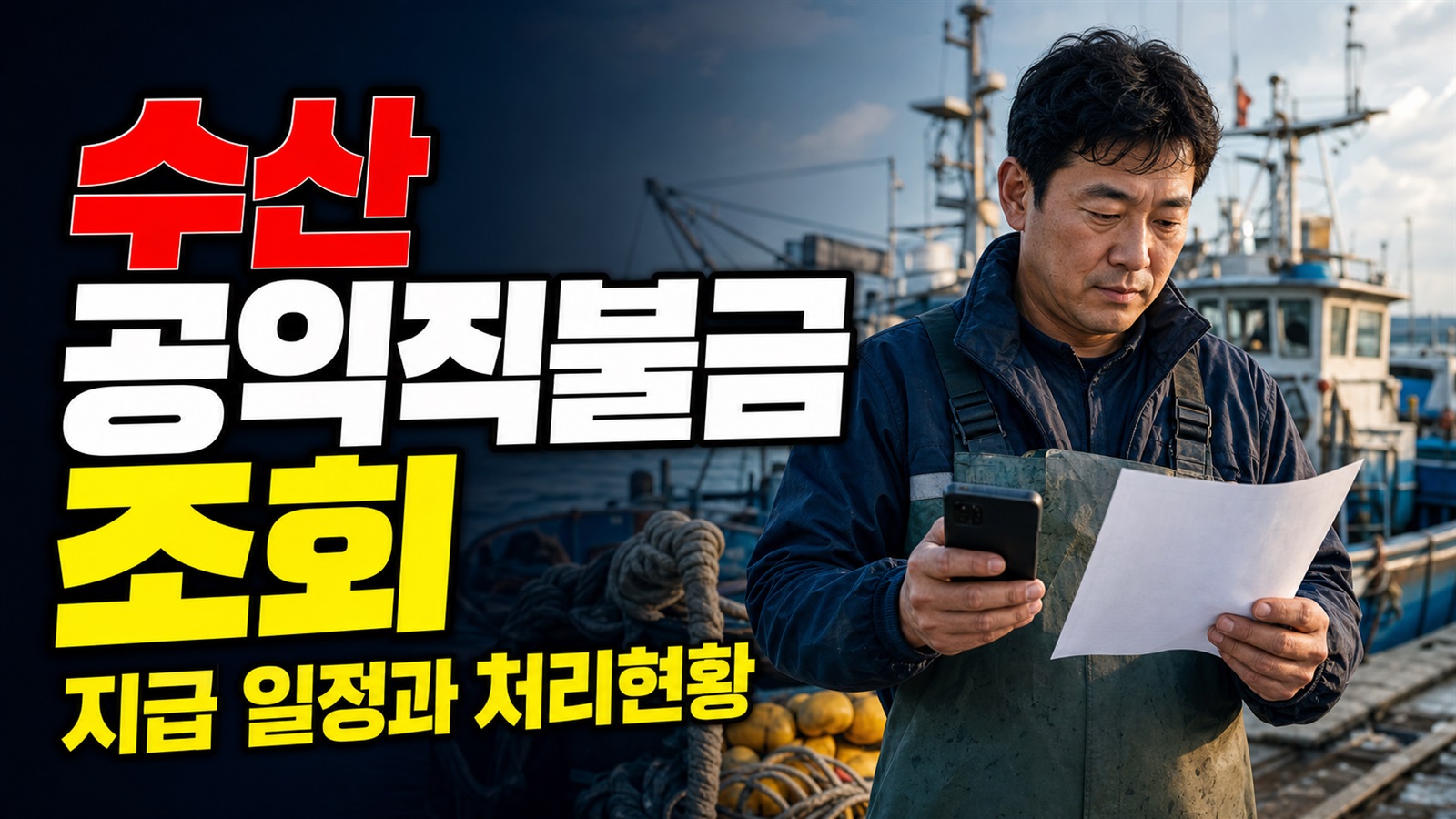신청 뒤 바로 지급될까? 2026 수산 공익직불금 12월 지급과 처리현황 조회 관련 핵심 정보를 상징적으로 보여주는 썸네일 이미지