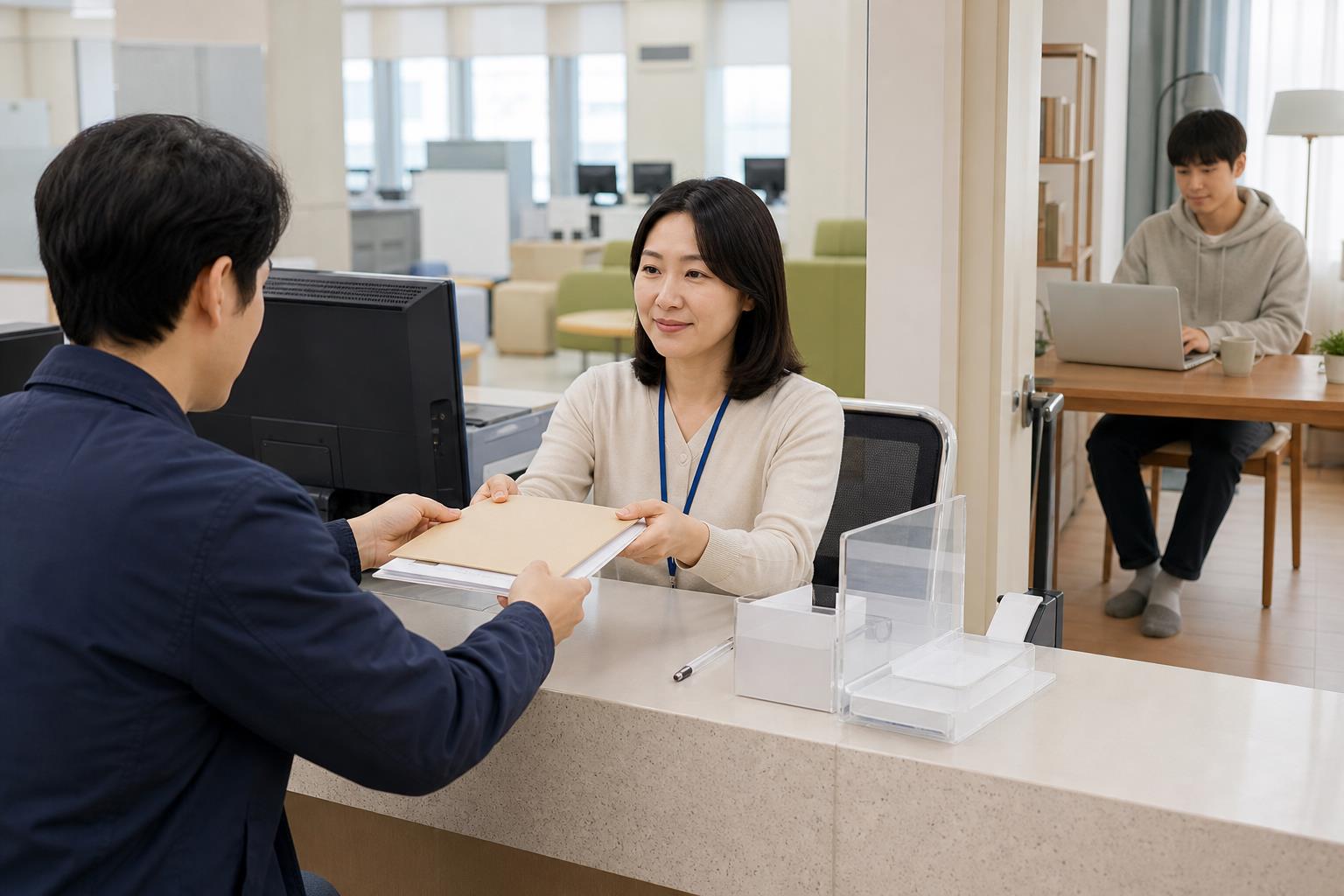 가족이 주민센터에서 대리 신청할 수 있는 범위 내용을 설명하는 관련 이미지