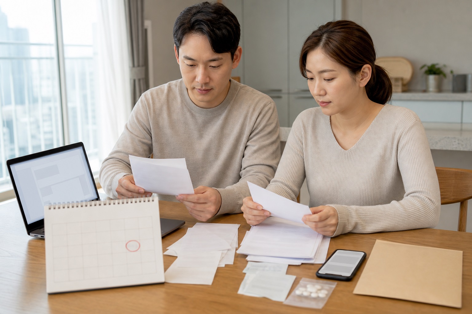 시술 종료 직후 준비할 청구서류와 날짜 조건 내용을 설명하는 관련 이미지