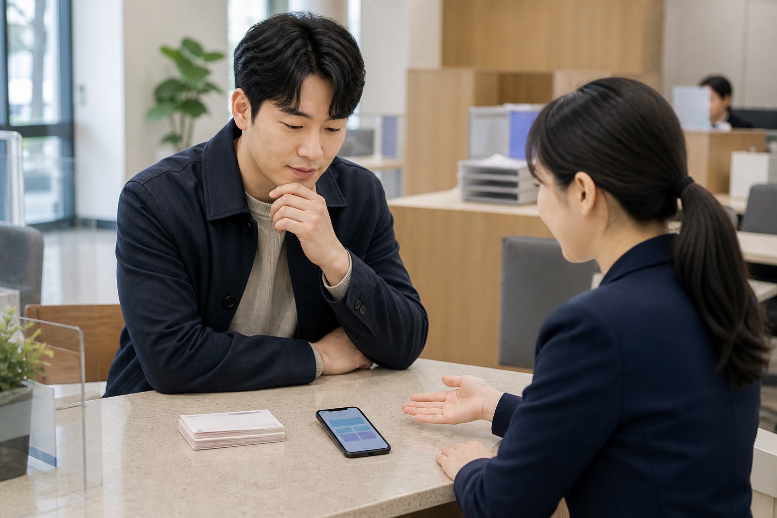 나는 금융기관 방문과 chak 앱 중 무엇을 선택해야 하나요? 내용을 설명하는 관련 이미지