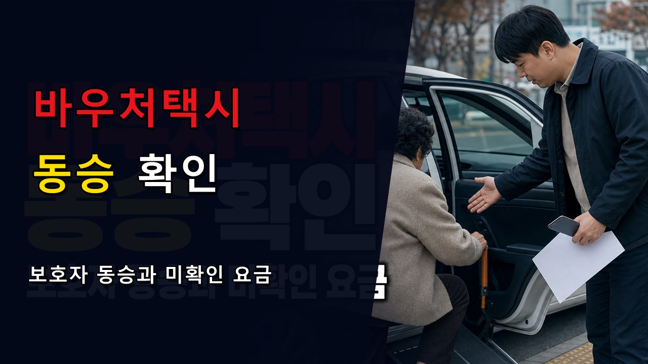 보호자도 함께 탈 수 있나? 보성군 바우처택시 동승 가능 여부와 미확인 요금 관련 핵심 정보를 상징적으로 보여주는 썸네일 이미지