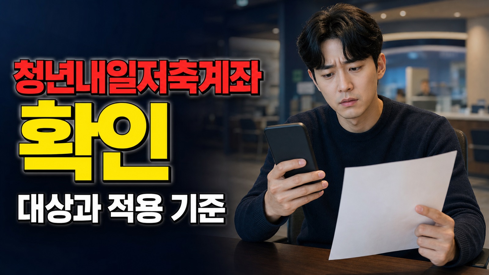 청년내일저축계좌 통장개설 안 하면 선정 문자까지 받았는데 통장 안 만들면? 청년내일저축계좌 미개설 처리 관련 핵심 정보를 상징적으로 보여주는 썸네일 이미지
