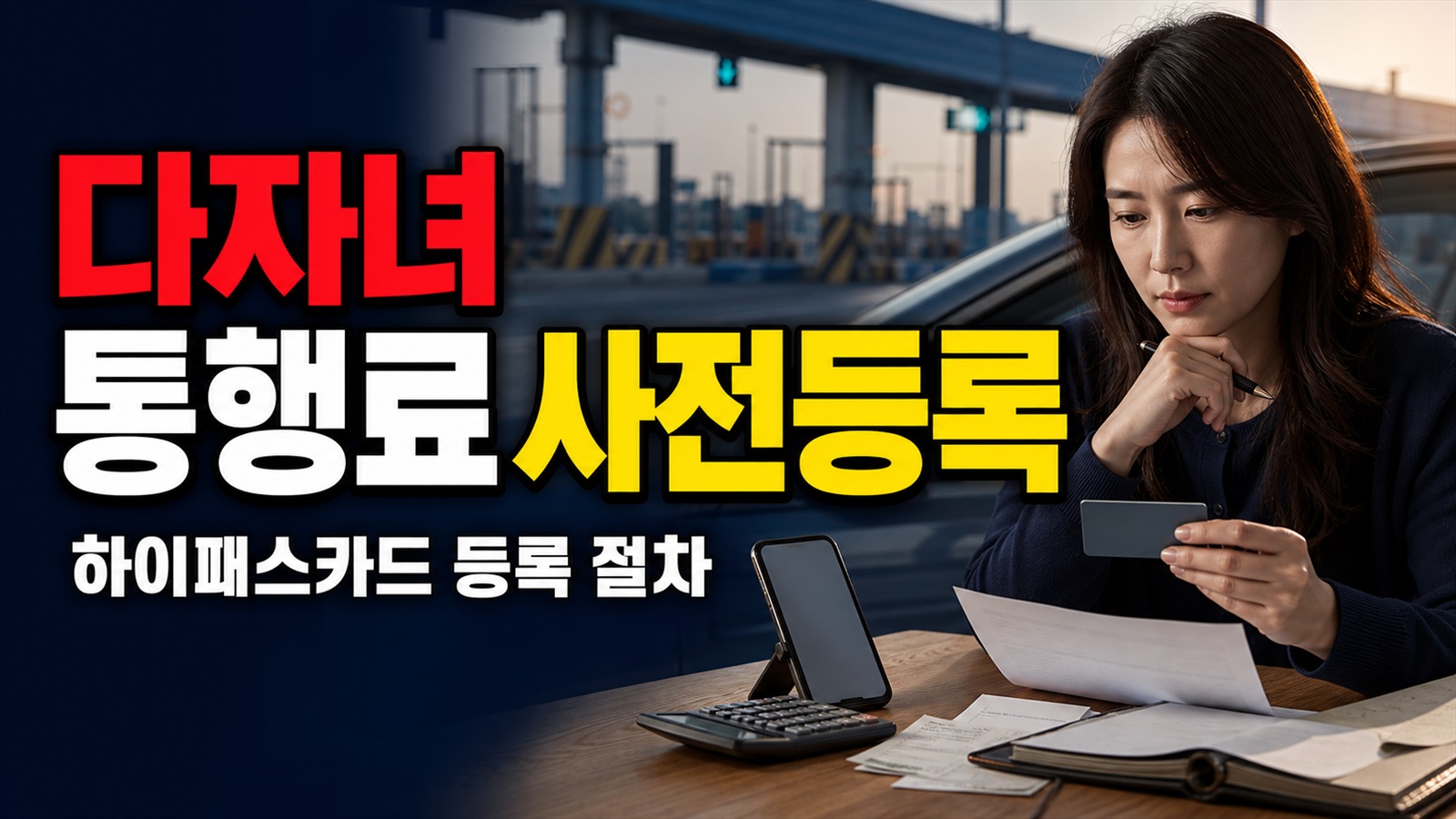 하이패스카드만 꽂으면 될까? 다자녀가구 통행료 할인 사전등록 절차 관련 핵심 정보를 상징적으로 보여주는 썸네일 이미지