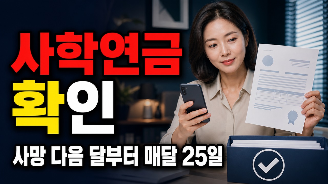 사학연금 유족연금 60%는 언제 받나? 사망 다음 달 개시·매달 25일, 방문·우편 청구 서류 관련 핵심 정보를 상징적으로 보여주는 썸네일 이미지