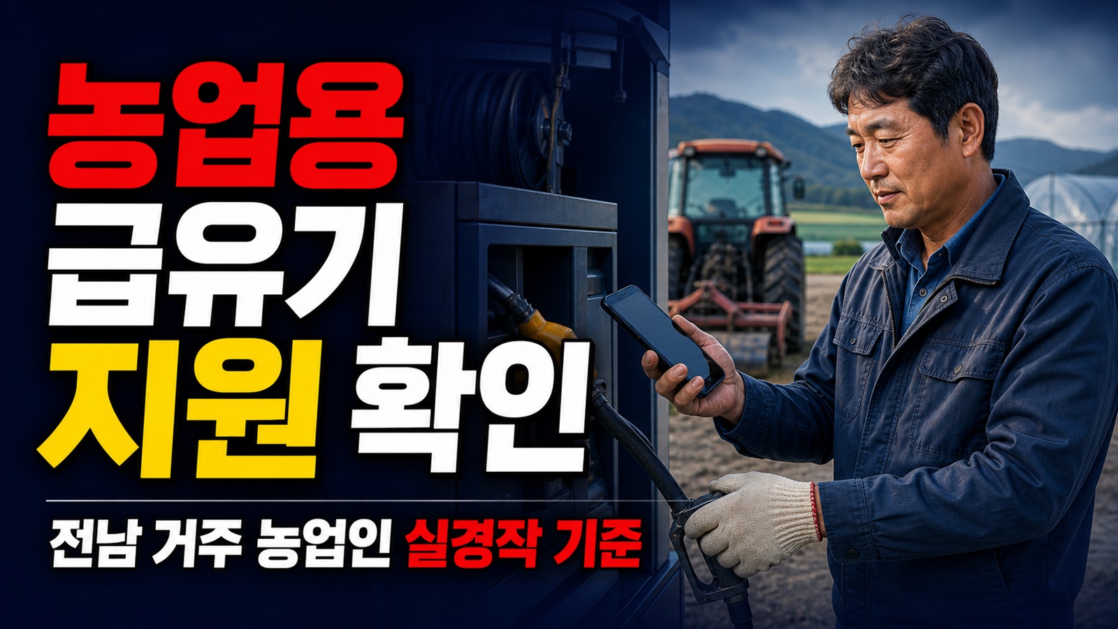 전남 1년 거주 농업인이라면? 농업용 급유기 지원 대상의 실경작 기준 관련 핵심 정보를 상징적으로 보여주는 썸네일 이미지