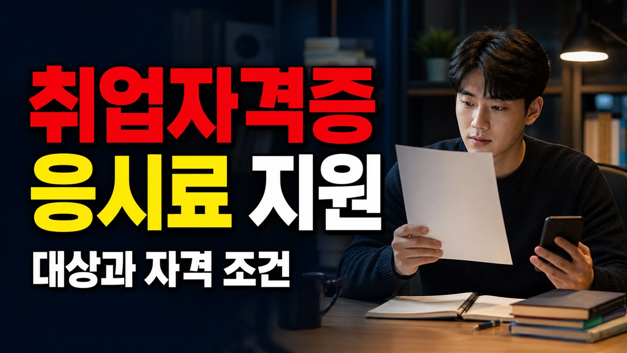합격하지 않아도 지원될까? 취업자격증 응시료 1회 5만원·연 2회 기준 관련 핵심 정보를 상징적으로 보여주는 썸네일 이미지
