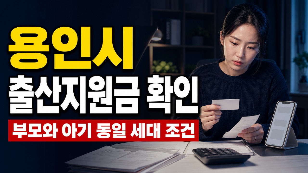부모와 아기가 주소만 용인이면 될까? 출산지원금 동일 세대 조건과 제외 가능 사례｜용인시 출산지원금 지원 관련 핵심 정보를 상징적으로 보여주는 썸네일 이미지