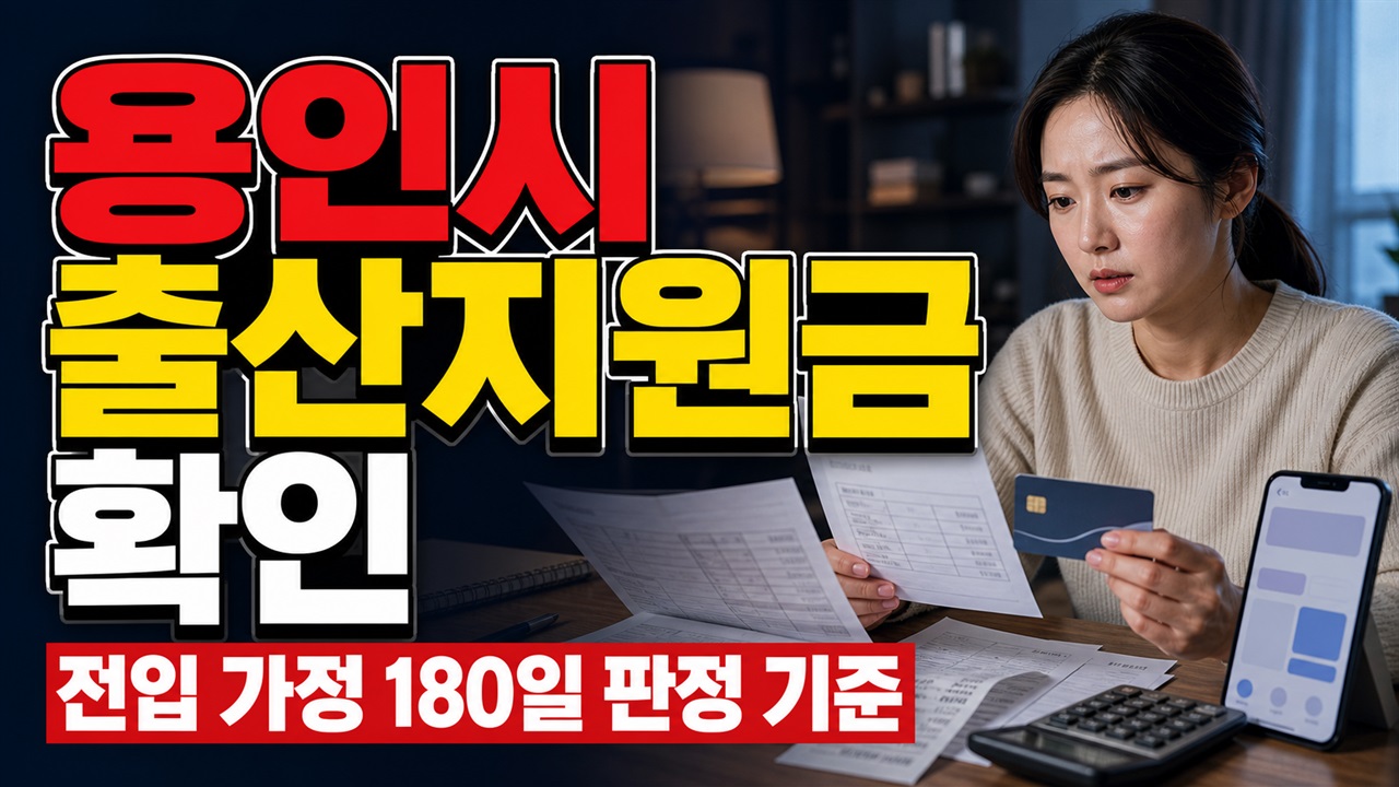 용인시 출산지원금 지원, 180일 못 채웠어도 받을 수 있나? 전입 가정 판정 기준 관련 핵심 정보를 상징적으로 보여주는 썸네일 이미지