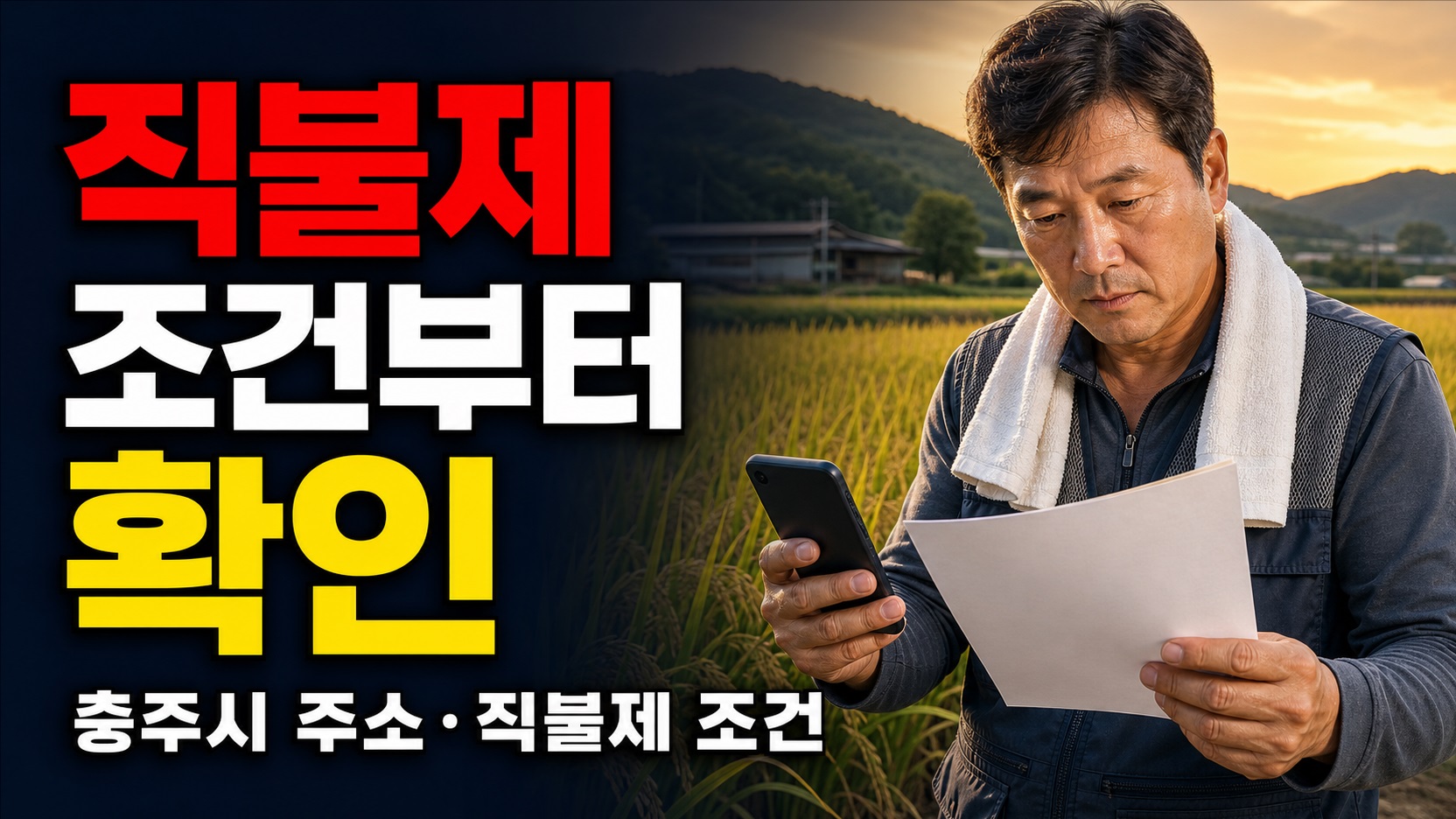 벼 재배농업인 소득지원, 충주시 농가라면 1ha 50만원? 주소·직불제 조건부터 확인 관련 핵심 정보를 상징적으로 보여주는 썸네일 이미지