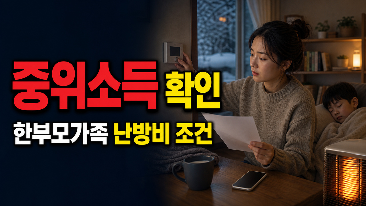 중위소득 63%와 65%, 한부모가족 난방비 기준이 다른 이유 관련 핵심 정보를 상징적으로 보여주는 썸네일 이미지