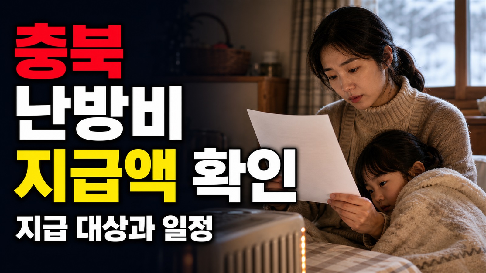 1·2월과 11·12월에 주는 충북 한부모가족 난방비, 지급액은? 관련 핵심 정보를 상징적으로 보여주는 썸네일 이미지