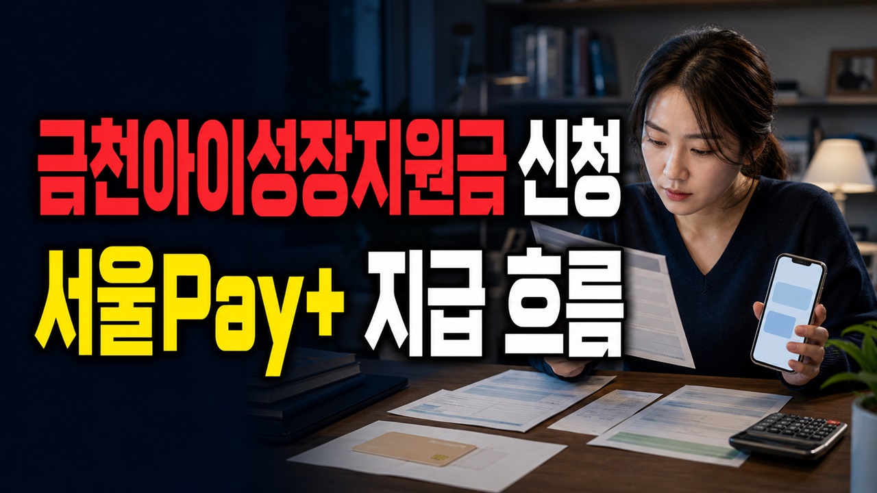 월말 신청분은 언제 들어올까? 서울Pay+ 금천아이성장지원금 지급 흐름에서 보는 금천구 금천아이성장지원금 지원 관련 핵심 정보를 상징적으로 보여주는 썸네일 이미지