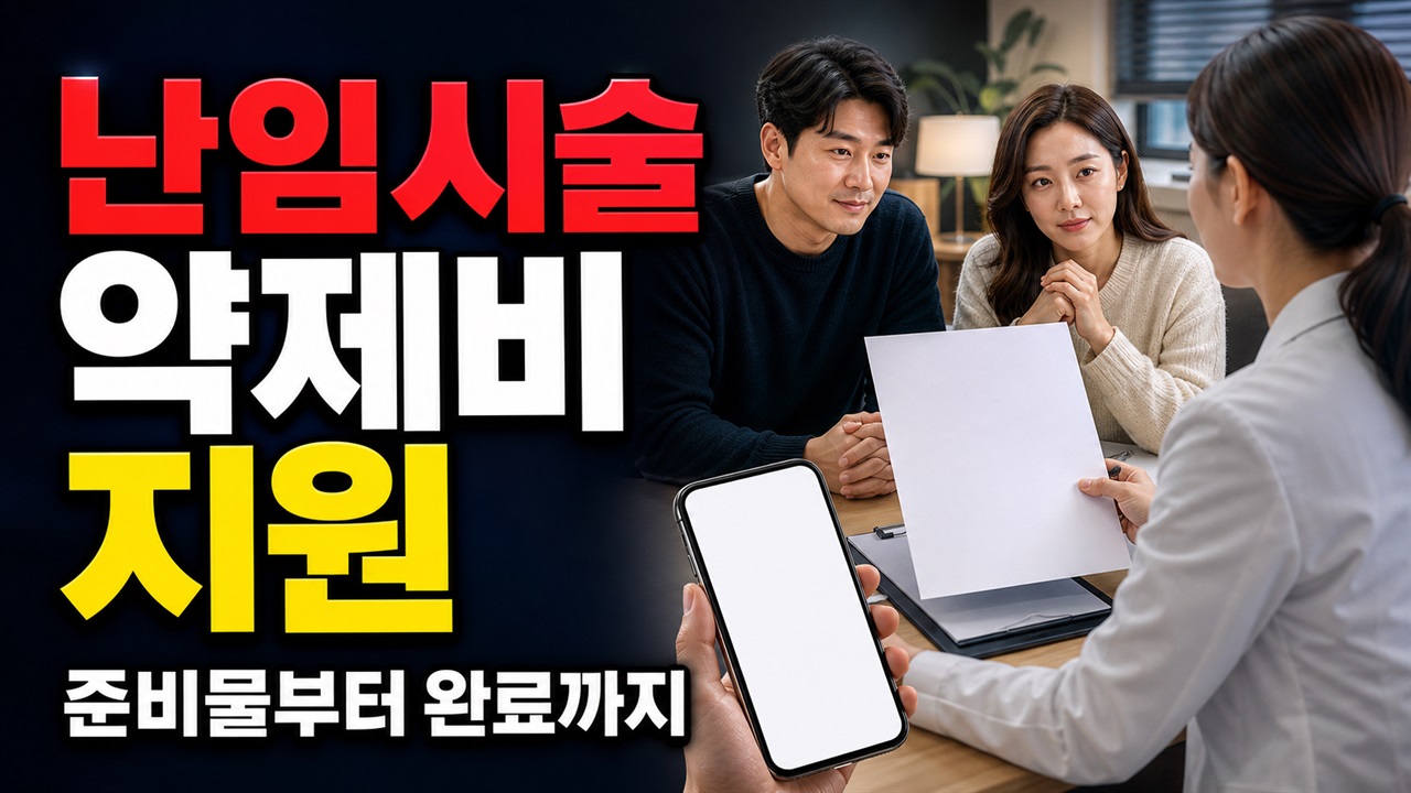준비물부터 완료까지 이어지는 (경상남도 양산시보건소)난임부부 난임시술 약제비 지원 실행 순서 관련 핵심 정보를 상징적으로 보여주는 썸네일 이미지