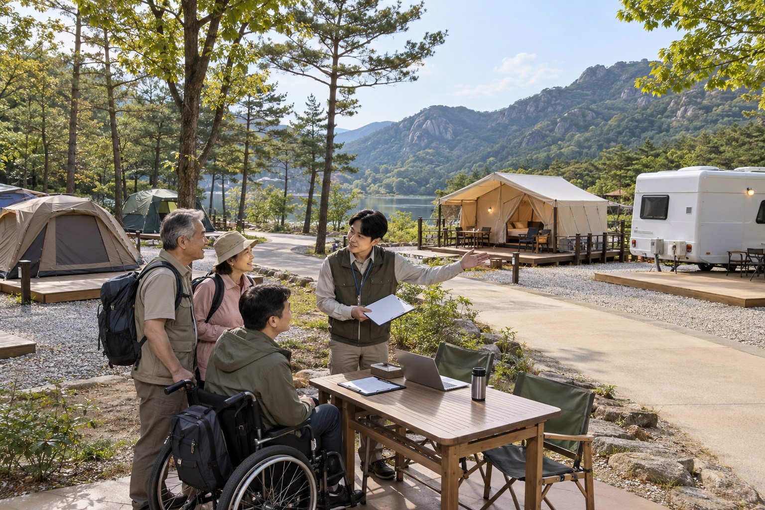 대상별 일반 야영장과 특화·카라반 감면율 비교 내용을 설명하는 관련 이미지
