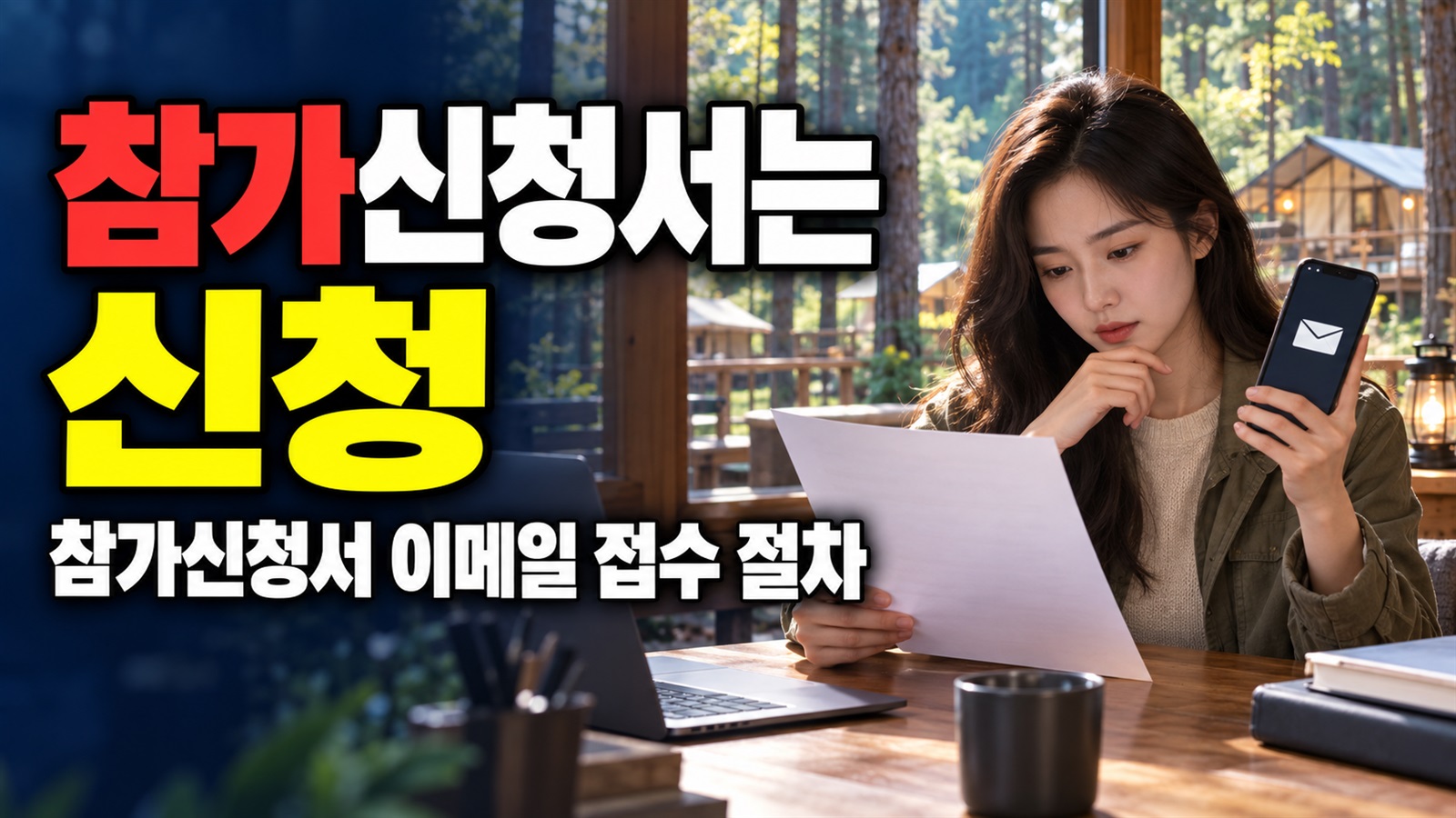 참가신청서는 어디로 보내나: 나눔의 숲 캠프 이메일 접수 절차｜산림복지진흥원이 운영하는 산림복지시설의 산림복지소외 관련 핵심 정보를 상징적으로 보여주는 썸네일 이미지