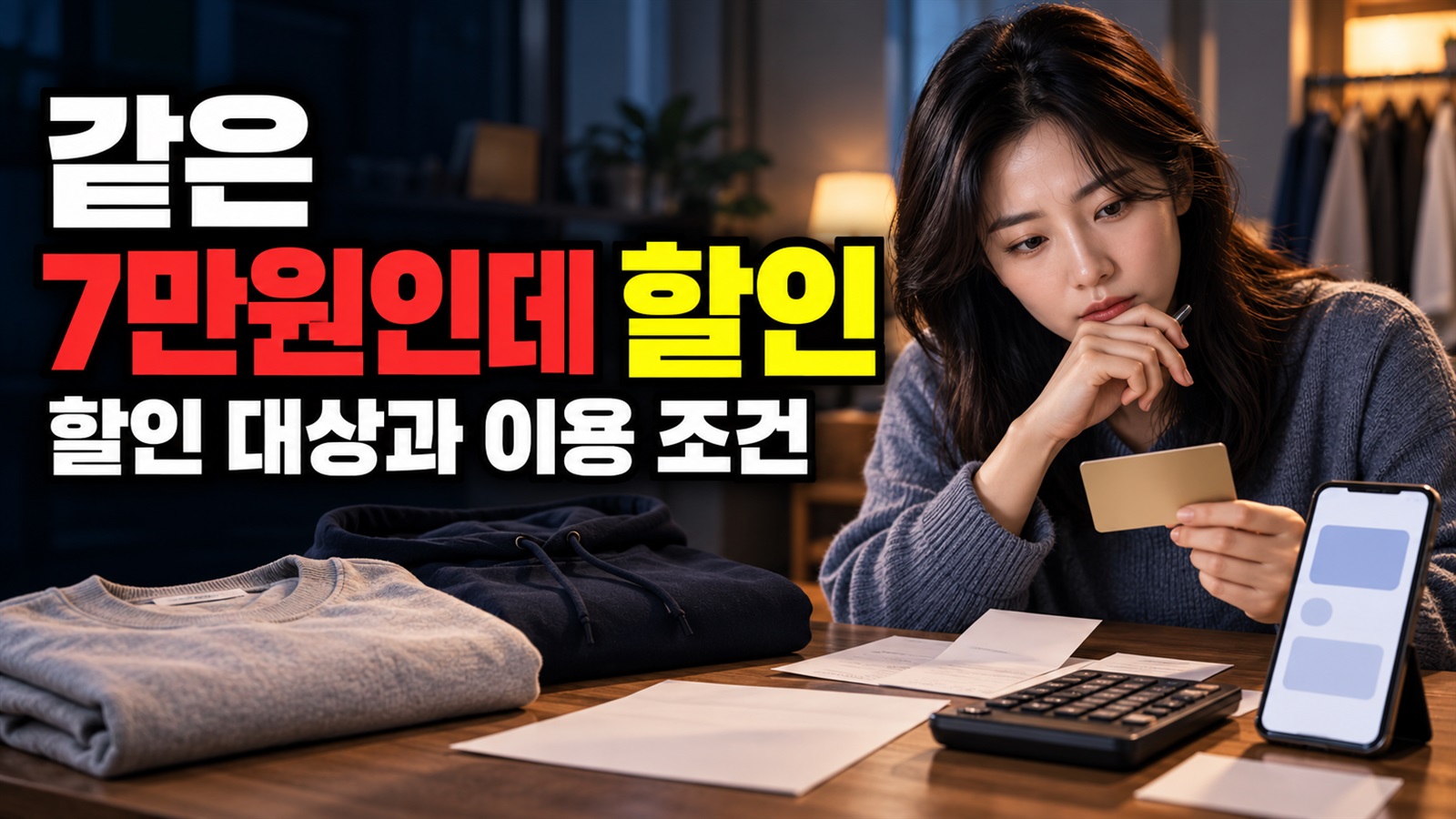 같은 7만원인데 할인액이 다르다, 쿠팡 맨투맨·후디 브랜드 쿠폰 비교 관련 핵심 정보를 상징적으로 보여주는 썸네일 이미지