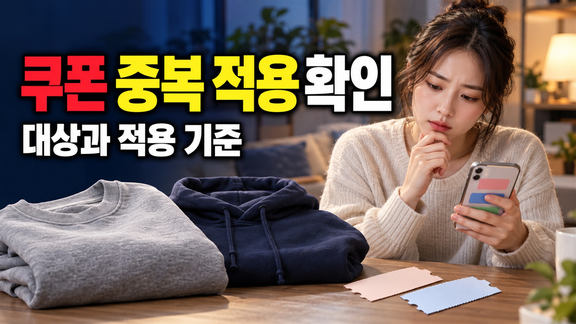 두 쿠폰 합산 전, 쿠팡 맨투맨·후디 중복 적용은 별도 확인 관련 핵심 정보를 상징적으로 보여주는 썸네일 이미지