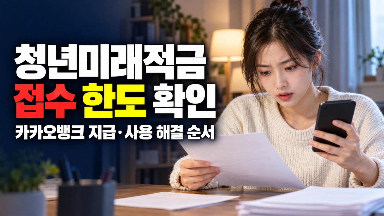 지급·사용 단계에서 막히면 보는 청년미래적금 카카오뱅크 접수 한도 해결 순서 관련 핵심 정보를 상징적으로 보여주는 썸네일 이미지