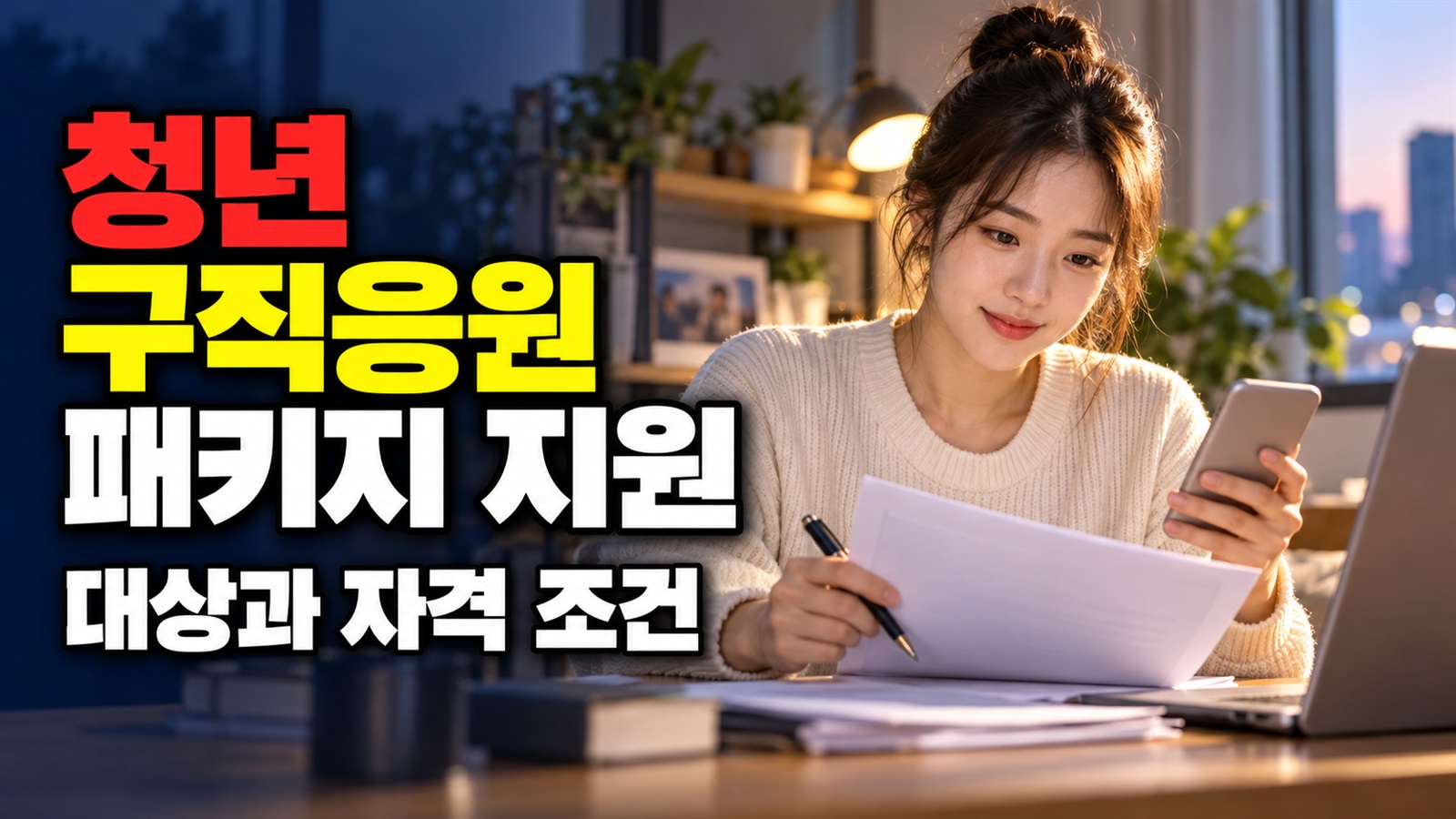 청년 구직응원 패키지 지원 관련 핵심 정보를 상징적으로 보여주는 썸네일 이미지