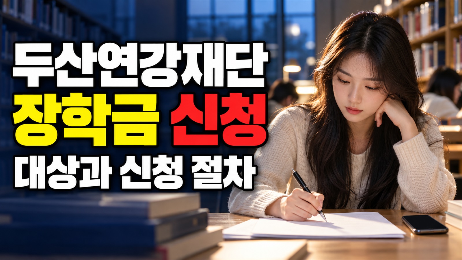 11월 13일 18시 접수 마감, 2027 두산연강재단 장학금 신청 순서 관련 핵심 정보를 상징적으로 보여주는 썸네일 이미지