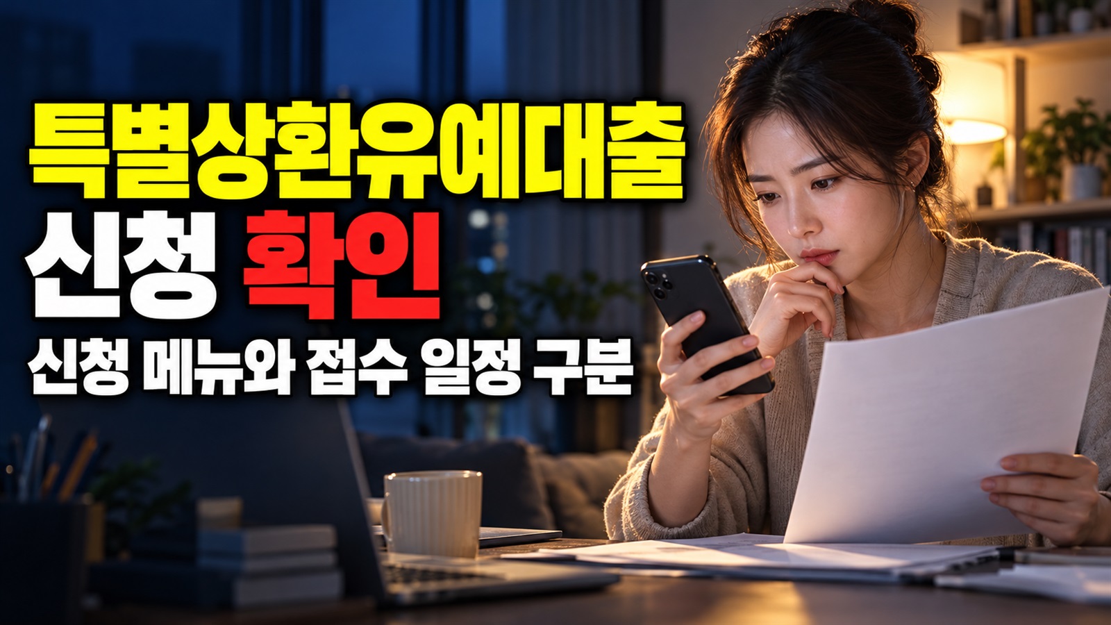 접수 중이라는 뜻일까? 특별상환유예대출 신청 메뉴와 일정 구분 관련 핵심 정보를 상징적으로 보여주는 썸네일 이미지