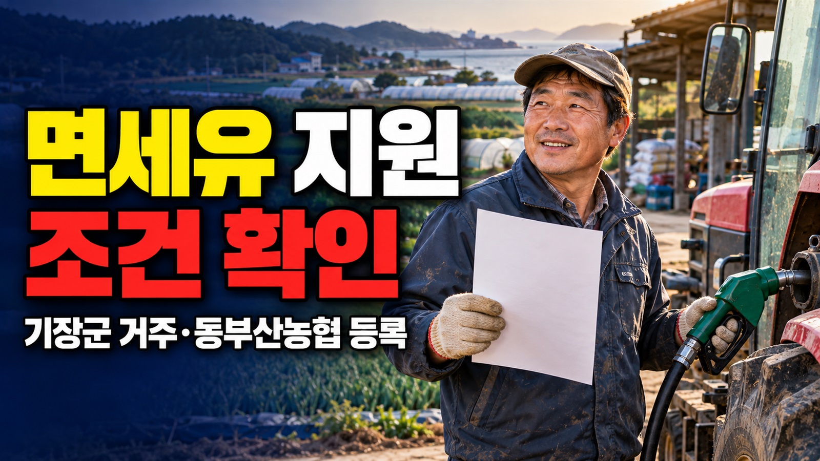 기장군 거주·동부산농협 등록, 면세유 농가부담분 지원 대상의 두 조건 관련 핵심 정보를 상징적으로 보여주는 썸네일 이미지