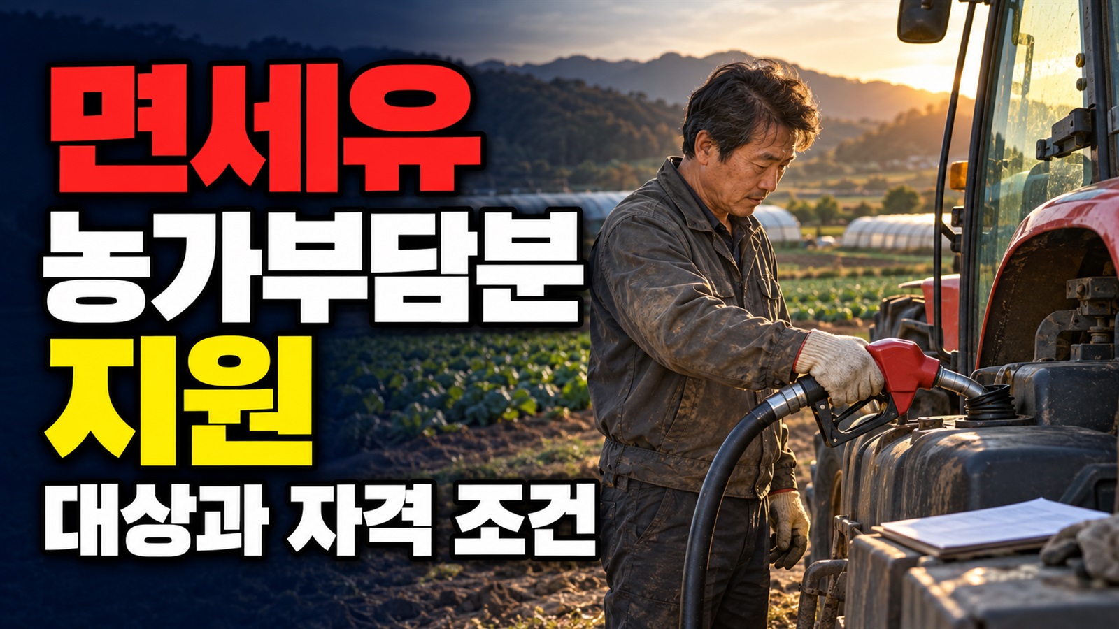 농업용 면세유 농가부담분 지원 관련 핵심 정보를 상징적으로 보여주는 썸네일 이미지