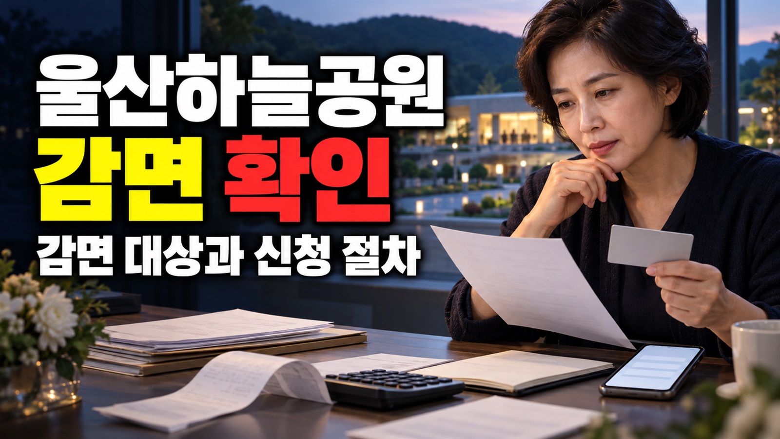 장사시설 이용요금 감면 국가유공자 배우자도 대상일까? 울산하늘공원 요금 감면 관련 핵심 정보를 상징적으로 보여주는 썸네일 이미지