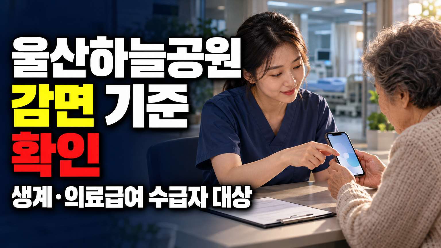 생계·의료급여 수급자에게 적용되는 울산하늘공원 요금 감면 기준｜장사시설 이용요금 감면 관련 핵심 정보를 상징적으로 보여주는 썸네일 이미지